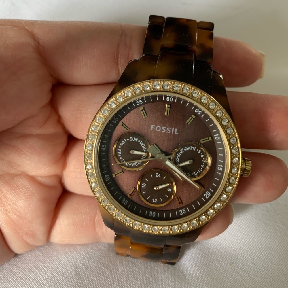 Fossil Watch Tortoise and Gold